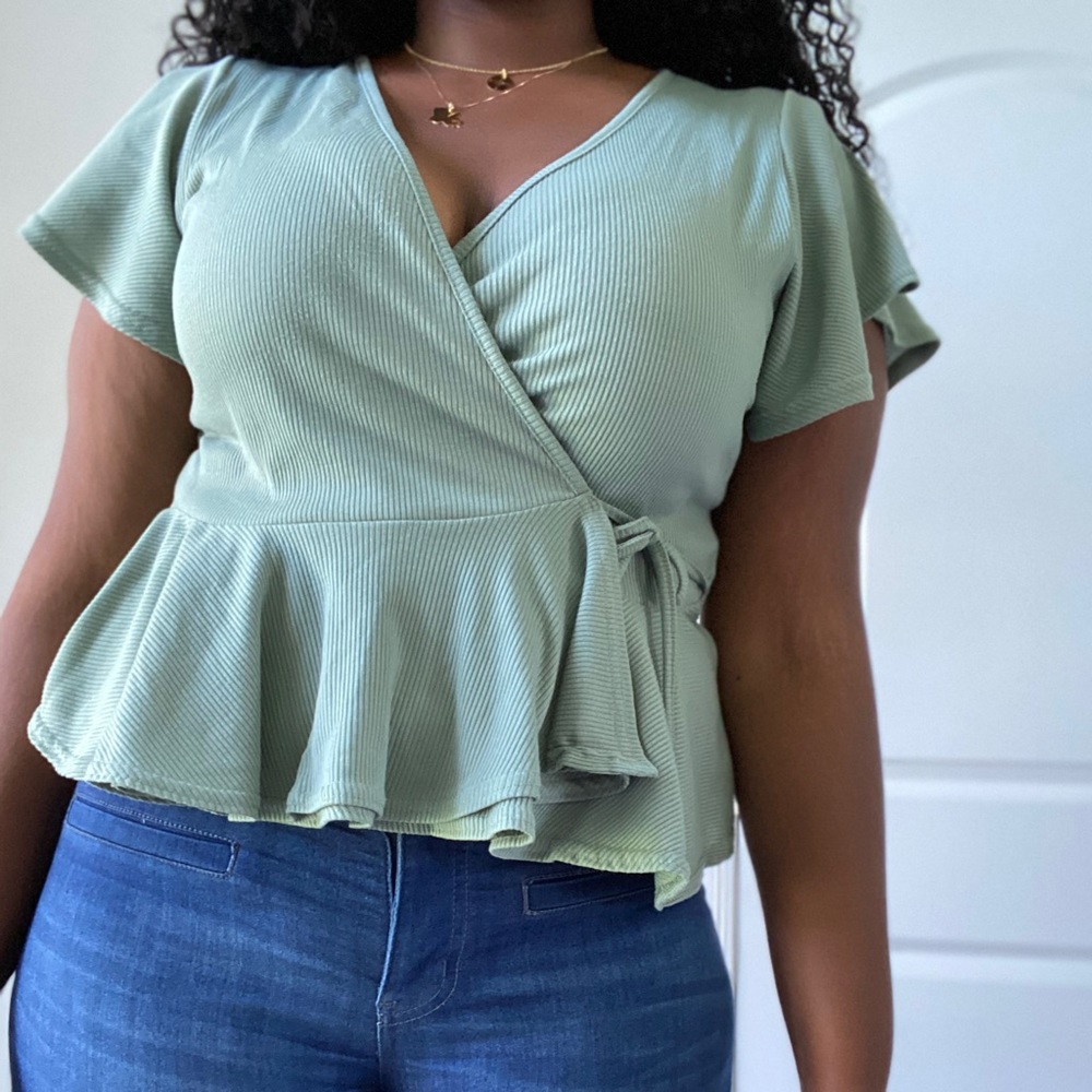 Boohoo peplum wrap top